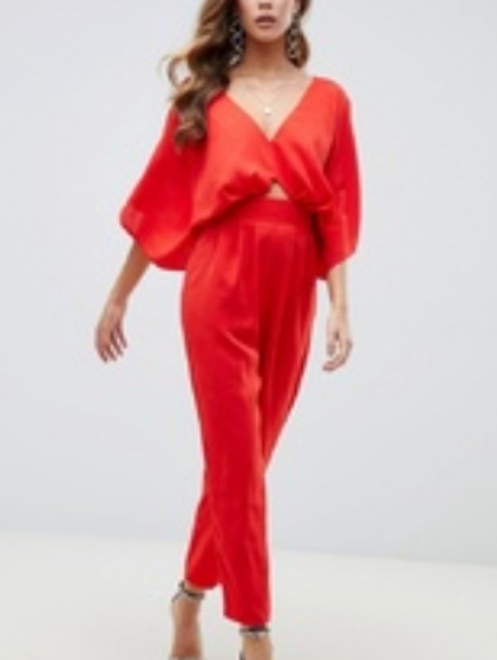 Assos Orange/Red V-Neck Wide Sleeve Jumpsuit New Size 12